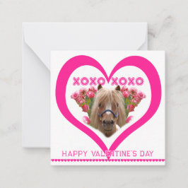 Hübsches Pony in rosa Valentinstagskarten für Kind Mitteilungskarte