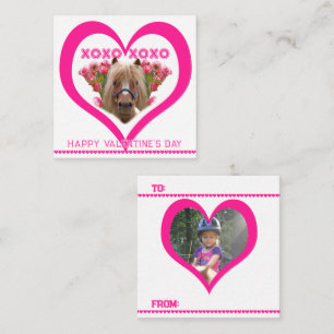 Hübsches Pony in rosa Valentinstagskarten für Kind Mitteilungskarte