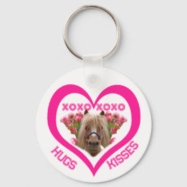 Hübsches Pony in Rosa zum Valentinstag Schlüsselanhänger