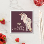 Hübsches Pony und Blume Pferd Happy Geburtstag Serviette (Beispiel)