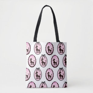 Hübsches Poodle-Rosa und weißes Portrait Tasche