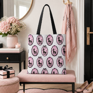 Hübsches Poodle-Rosa und weißes Portrait Tasche