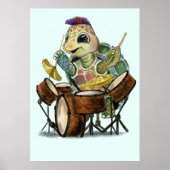 Hübsches Poster mit Turtle Drummer - Malerei (Vorne)