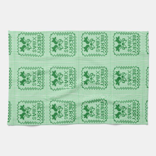 Hübsches Pullover-Muster Jingle Glocken und Merry Geschirrtuch (Horizontal)