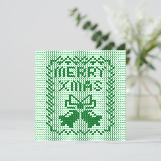 Hübsches Pullover-Muster Jingle Glocken und Merry Karte (Stehend Vorderseite)