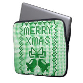Hübsches Pullover-Muster Jingle Glocken und Merry  Laptopschutzhülle (Vorderseite Links)