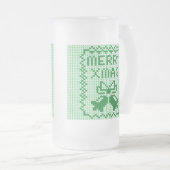 Hübsches Pullover-Muster Jingle Glocken und Merry  Mattglas Bierglas (VorderseiteRechts)