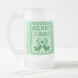 Hübsches Pullover-Muster Jingle Glocken und Merry  Mattglas Bierglas