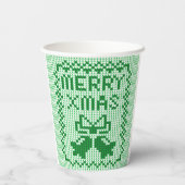 Hübsches Pullover-Muster Jingle Glocken und Merry Pappbecher (Rückseite)