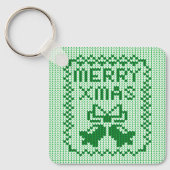 Hübsches Pullover-Muster Jingle Glocken und Merry Schlüsselanhänger (Vorderseite)