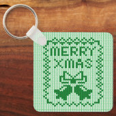 Hübsches Pullover-Muster Jingle Glocken und Merry Schlüsselanhänger (Vorderseite)