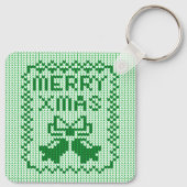 Hübsches Pullover-Muster Jingle Glocken und Merry Schlüsselanhänger (Rückseite)