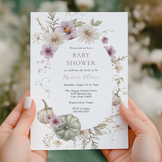 Hübsches Pumpkin-Lila Brautparty Einladung