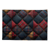 Hübsches Quilt-Rotes Navy-Gelbes Muster Kissenbezug (Rückseite-Links)