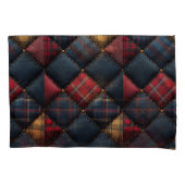 Hübsches Quilt-Rotes Navy-Gelbes Muster Kissenbezug (Vorderseite-Links)