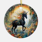 Hübsches Rainbow Black Unicorn Keramik Ornament (Vorne)