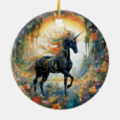 Hübsches Rainbow Black Unicorn Keramik Ornament (Hinten)