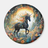 Hübsches Rainbow Black Unicorn Magnet (Vorne)