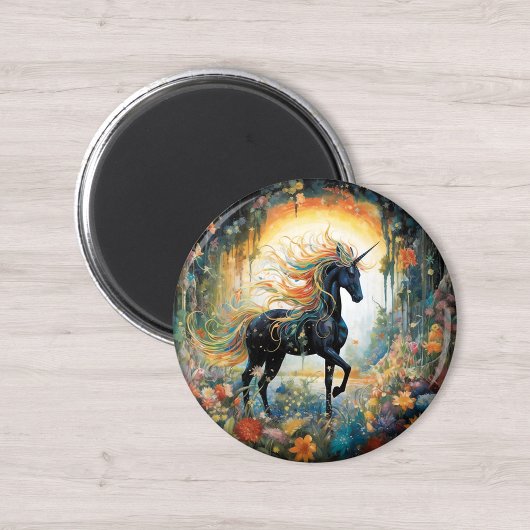 Hübsches Rainbow Black Unicorn Magnet