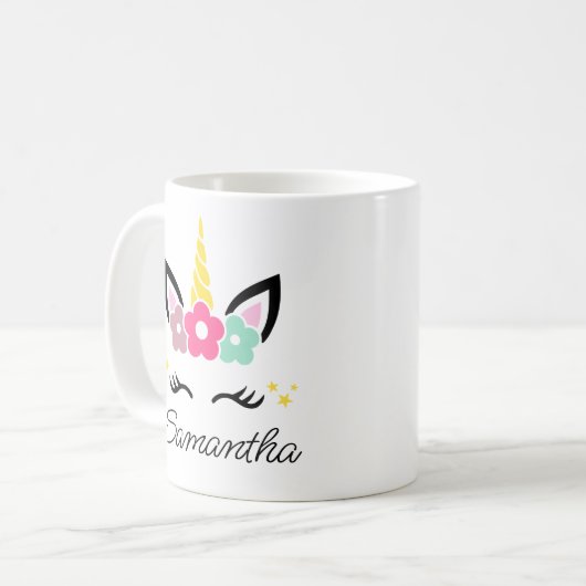 Hübsches Rainbow Einhorn Gesicht für Kinder Kind M Kaffeetasse (Vorderseite Links)
