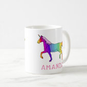 Hübsches Rainbow-Einhorn mit Name Kaffeetasse (VorderseiteRechts)