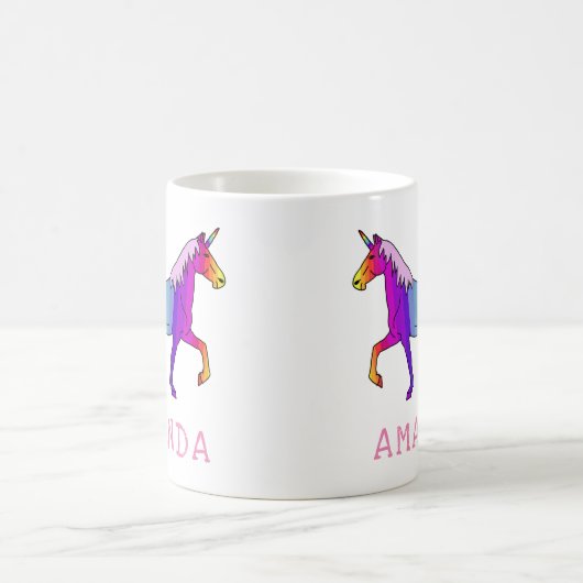 Hübsches Rainbow-Einhorn mit Name Kaffeetasse (Mittel)