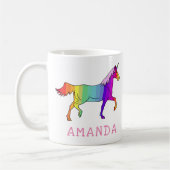 Hübsches Rainbow-Einhorn mit Name Kaffeetasse (Links)