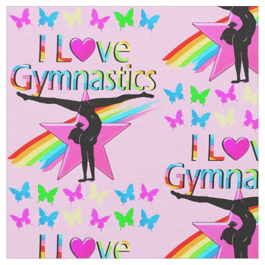 HÜBSCHES RAINBOW I LIEBE GYMNASTICS-DESIGN STOFF (Nahaufnahme)
