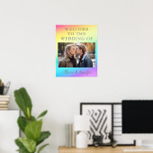 Hübsches Rainbow-Personalisiertes Foto Hochzeit Wi Poster (Heimbüro)
