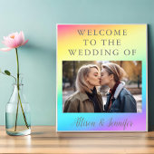 Hübsches Rainbow-Personalisiertes Foto Hochzeit Wi Poster