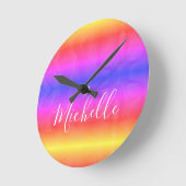 Hübsches Rainbow Teen Girl's Stylish persononalize Runde Wanduhr (Winkel)