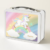 Hübsches Rainbow Unicorn Metall Brotdose (Rückseite)