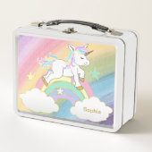 Hübsches Rainbow Unicorn Metall Brotdose (Vorderseite)