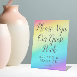 Hübsches Rainbow Wedding Gradient Guest Book Sockelschild