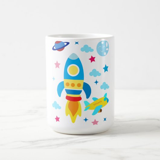 Hübsches Raumschiff-Raketen-Schiffe-Muster Kaffeetasse (Mittel)