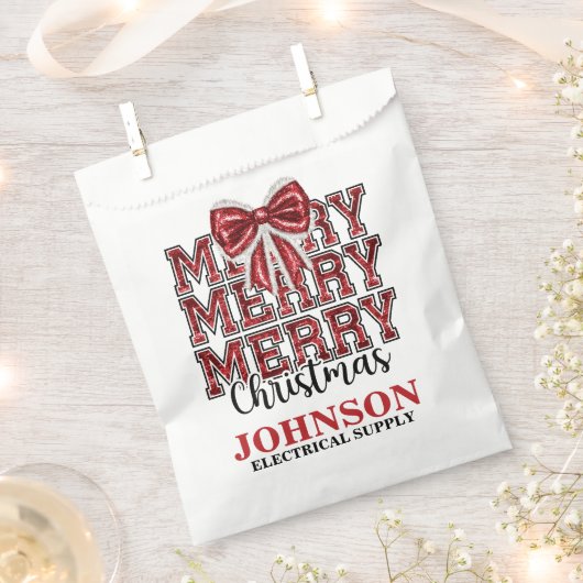 Hübsches Red Bow Weihnachtsbüro Party Geschenktütchen (Ausgeschnitten)