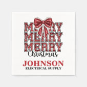 Hübsches Red Bow Weihnachtsbüro Party Serviette (Vorderseite)