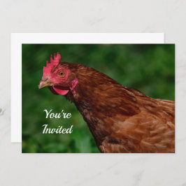 Hübsches Red Chicken Face Foto Geburtstag Einladung