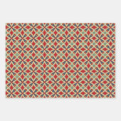 Hübsches Red Happy Birthday Add Name Pattern 3 Geschenkpapier Set (Vorderseite 3)