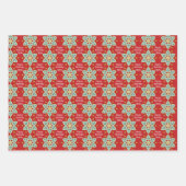 Hübsches Red Happy Birthday Add Name Pattern 3 Geschenkpapier Set (Vorderseite)