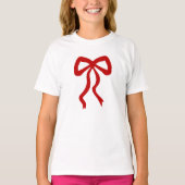 Hübsches Red Ribbon Bow Festive Girl T-Shirt (Vorderseite)