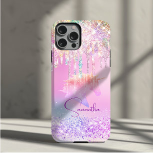 Hübsches Regenbogen-Einhorn rosa Glitter-Tropfen M Case-Mate iPhone 14 Hülle