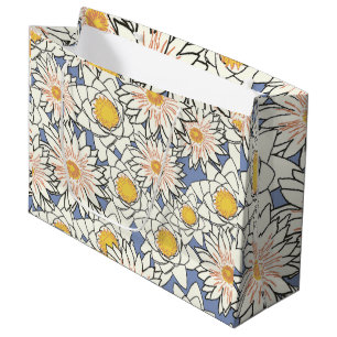 Hübsches Retro-Blumenmuster zum Geburtstag in Blau Große Geschenktüte