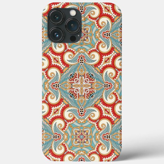 Hübsches Retro-Chic Aquamarin-Blumenmosaikmuster Case-Mate iPhone Hülle (Rückseite)