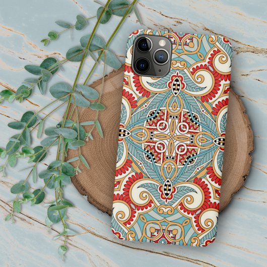 Hübsches Retro-Chic Aquamarin-Blumenmosaikmuster Case-Mate iPhone Hülle