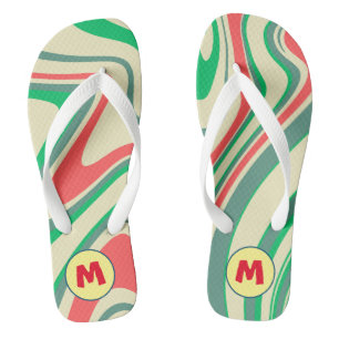 Hübsches Retro-l Monogramm-Geschenk für den Sommer Badesandalen