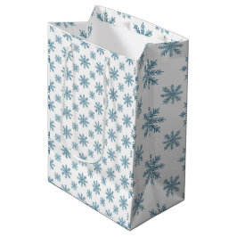 Hübsches Retro-Schneeflockenmuster-Blues-Wasserfar Mittlere Geschenktüte