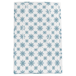 Hübsches Retro-Schneeflockenmuster-Blues-Wasserfar Mittlere Geschenktüte