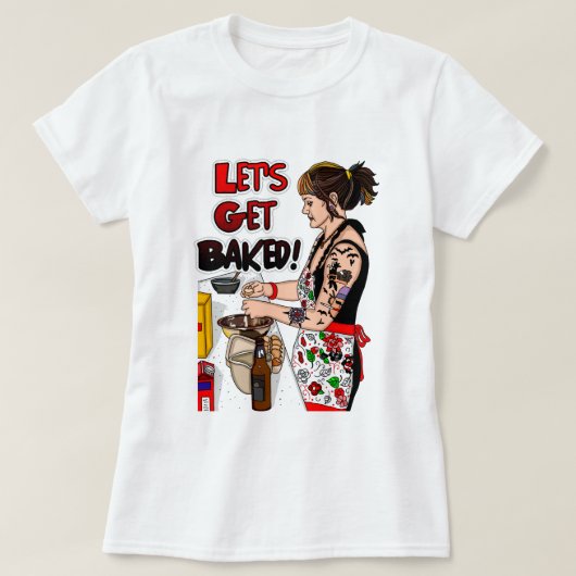 Hübsches Retro Tattooed Lady Backen T-Shirt (Design vorne)