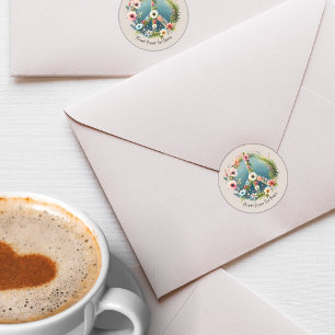 Hübsches Retro-Zeichen "Blume Power für Frieden" Runder Aufkleber